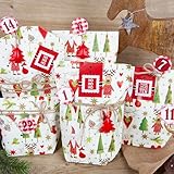 24 Adventskalender Zahlen rot weiß kariert - 4